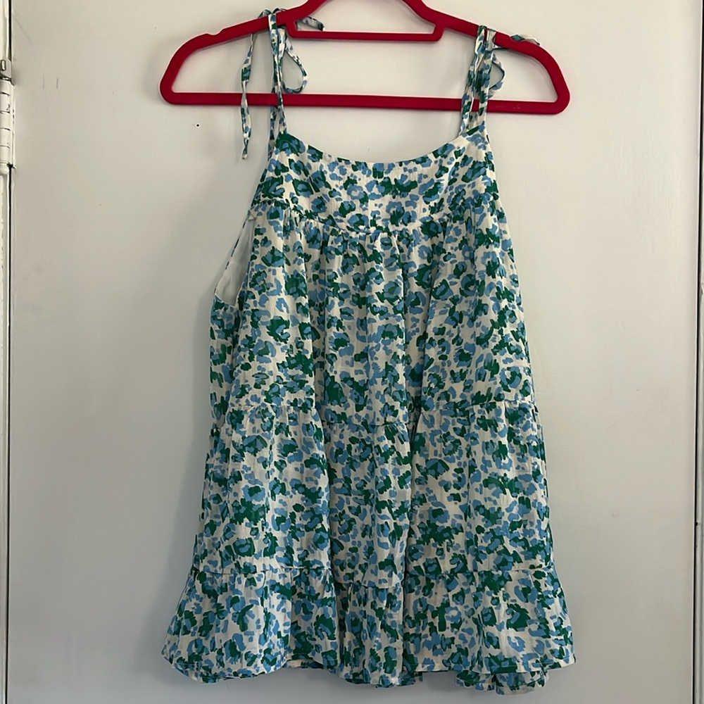 Blue and Green Cheetah print tied tank top
